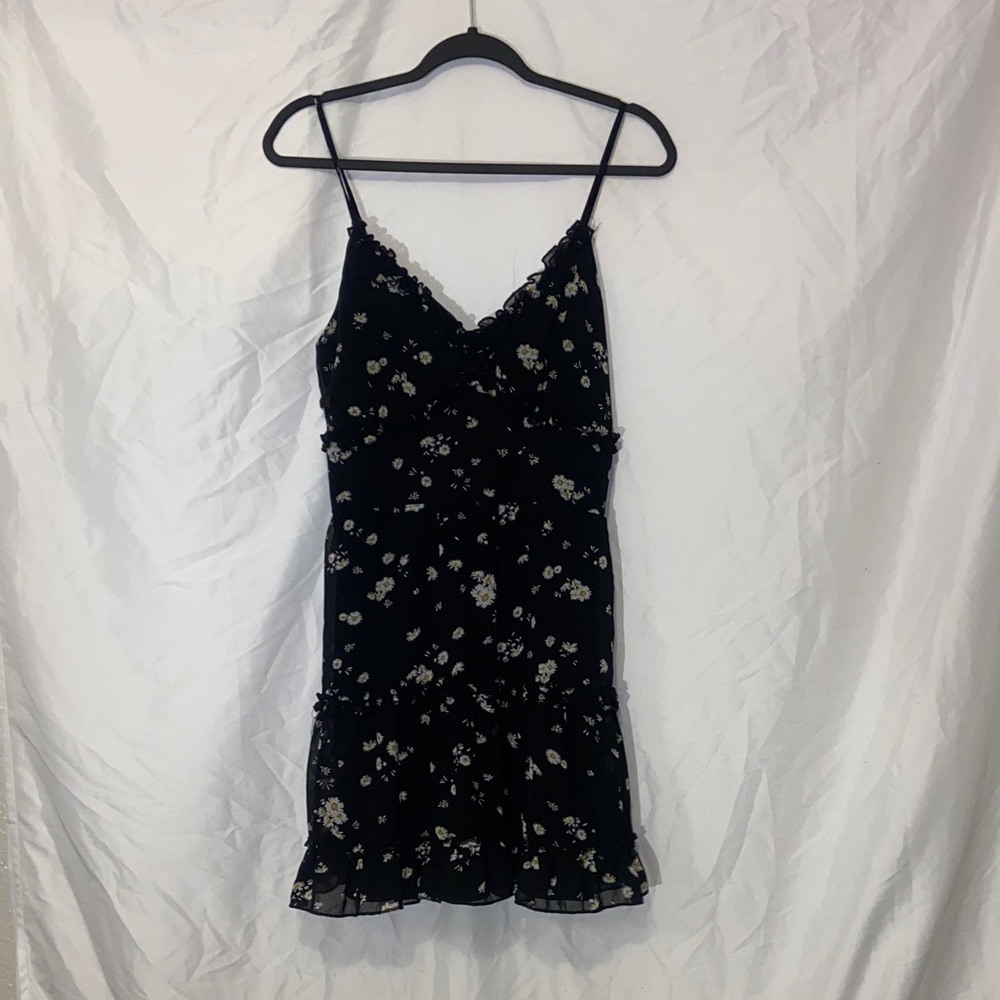 Liberty Love Black Midi Dress with Floral Pattern